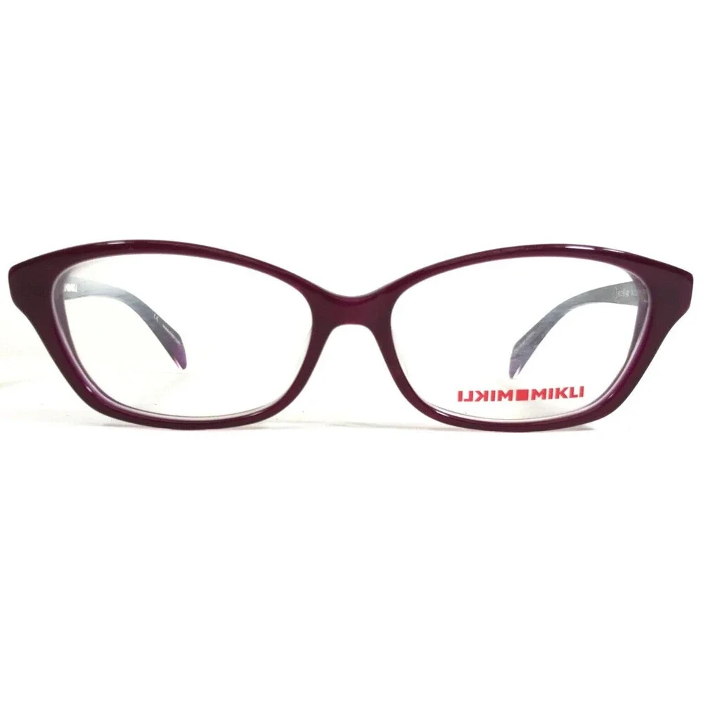 Mikli Eyeglasses Frames ML1217 C017 Purple Checkered Cat Eye Full Rim 54-15-140